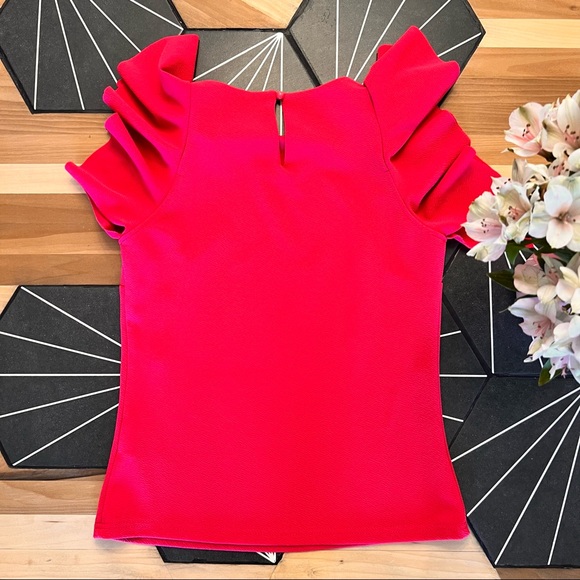 Hot Pink Ruffle-Sleeve Top | Size XS - Picture 2 of 5